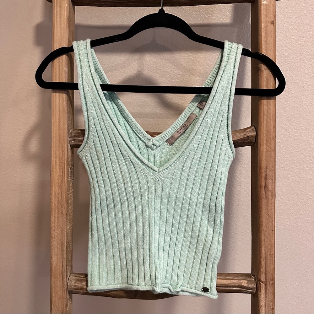 Guess Light Green Ribbed Tank Top